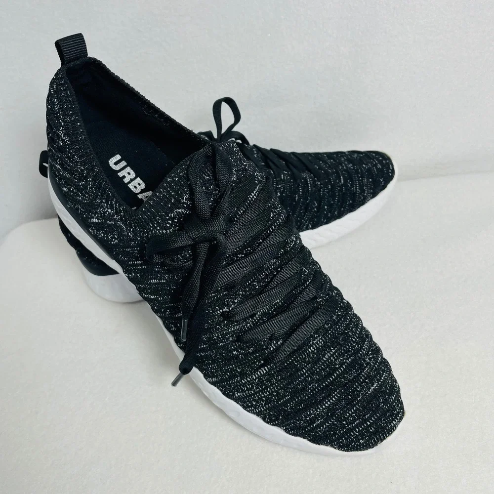 Urban Sport J/Slides Dynomite Sneakers Womens 9 Black Knit Lace Up Walking Shoes